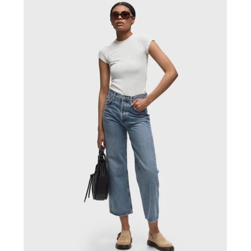 Agolde Light Blue Cropped Straight Jeans